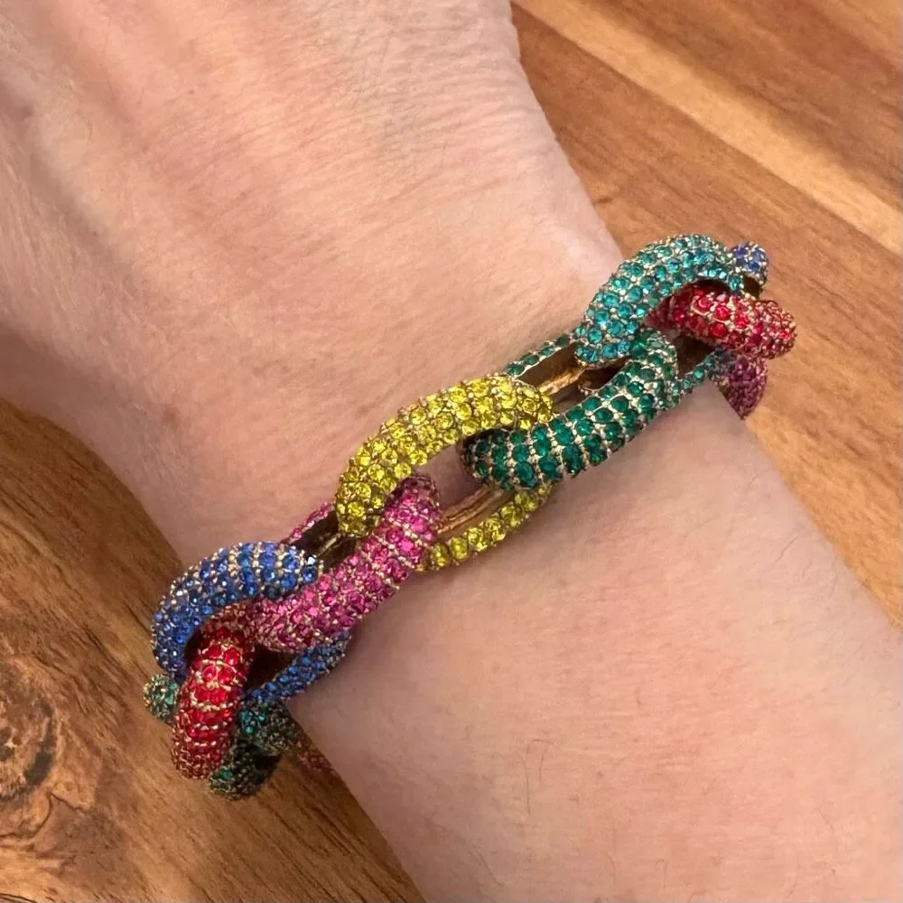 J.Crew | Chunky Pave Oval Link Bracelet | Multicolor | 8” Length - Picture 3 of 3